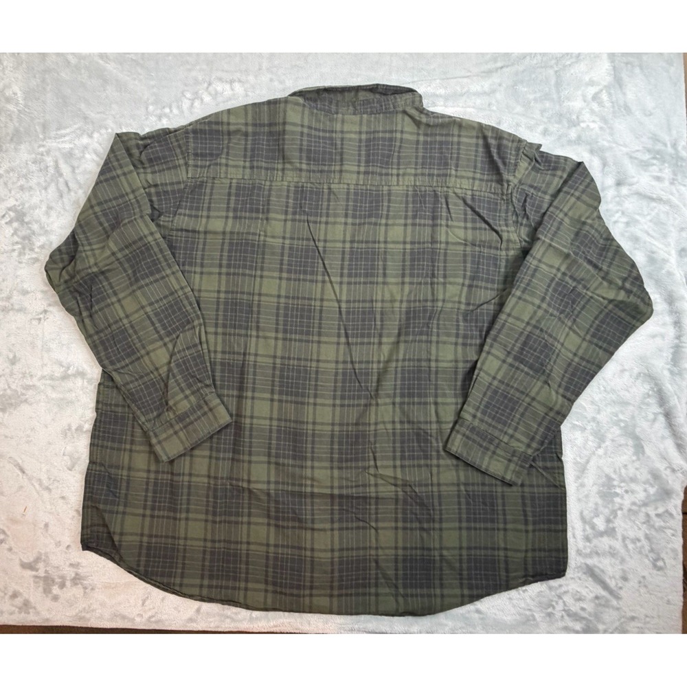 Columbia Button Down Shirt Men's 4X Green Plaid Long Sleeve Outdoor Cotton Shirt - Picture 2 of 9